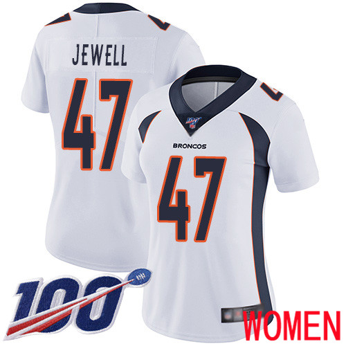 Women Denver Broncos #47 Josey Jewell White Vapor Untouchable Limited Player 100th Season Football NFL Jersey->women nfl jersey->Women Jersey